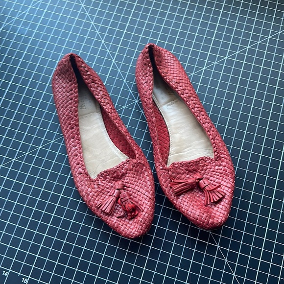 JCrew Woven Red Loafers Moccasins - Picture 1 of 4